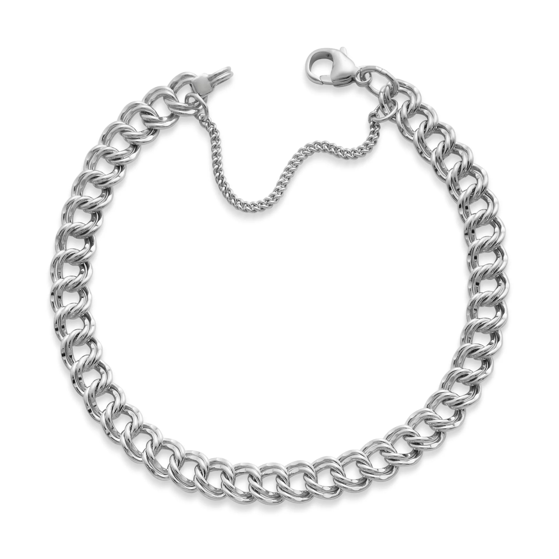 Medium Double Curb Charm Bracelet