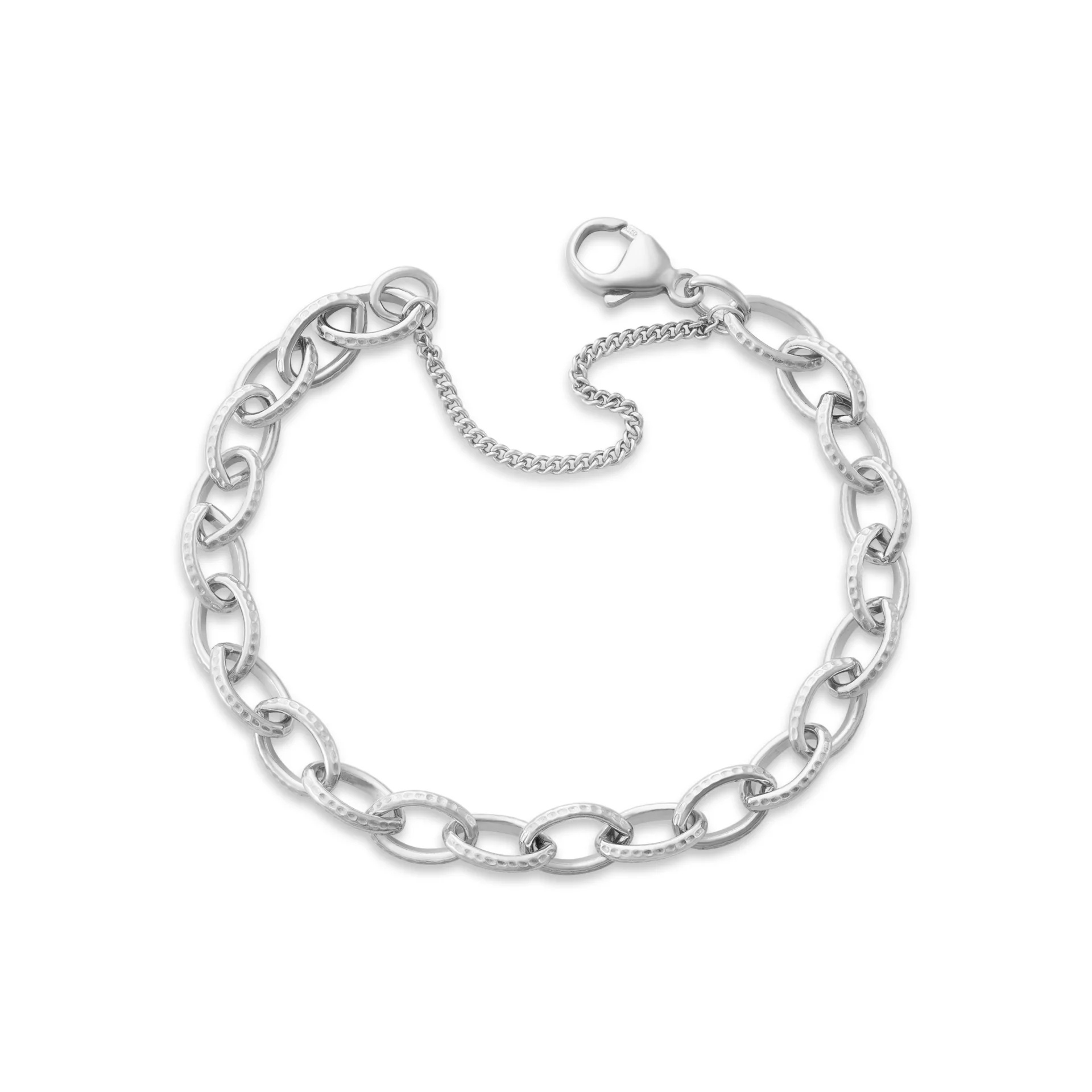 Textured Oval Charm Bracelet