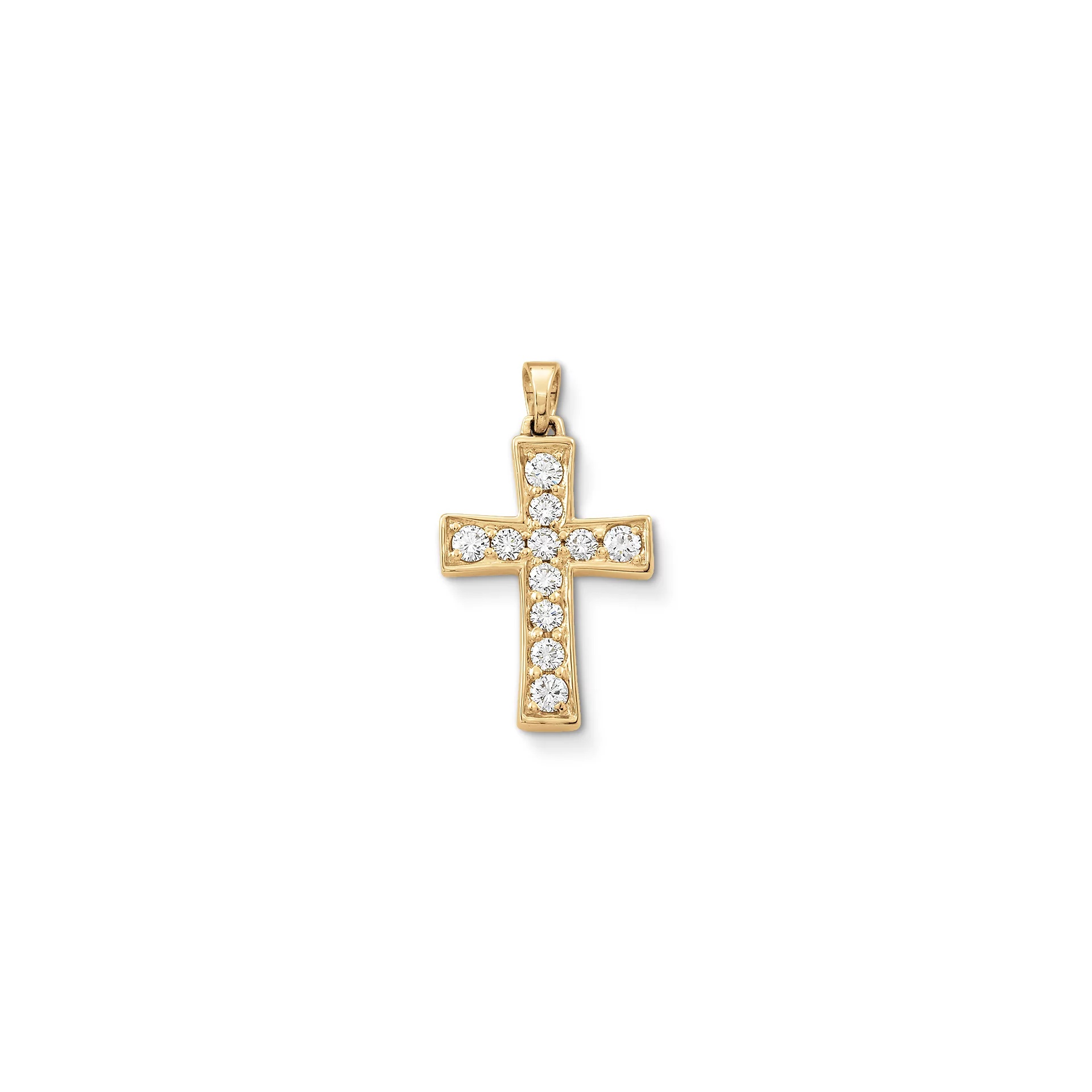 Plain Latin Cross Pendant with Diamonds