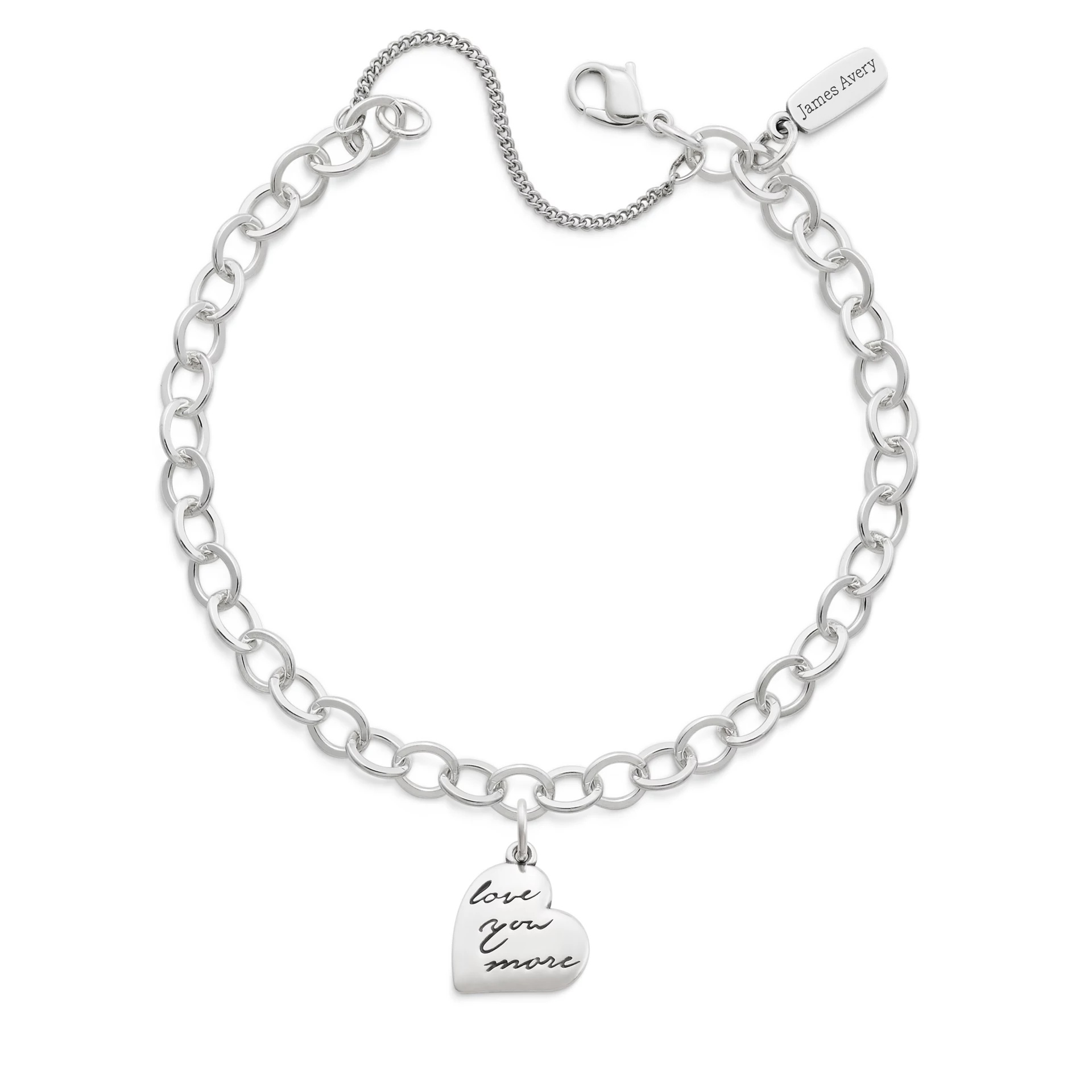 Love You More Charm on Forged Link Charm Bracelet