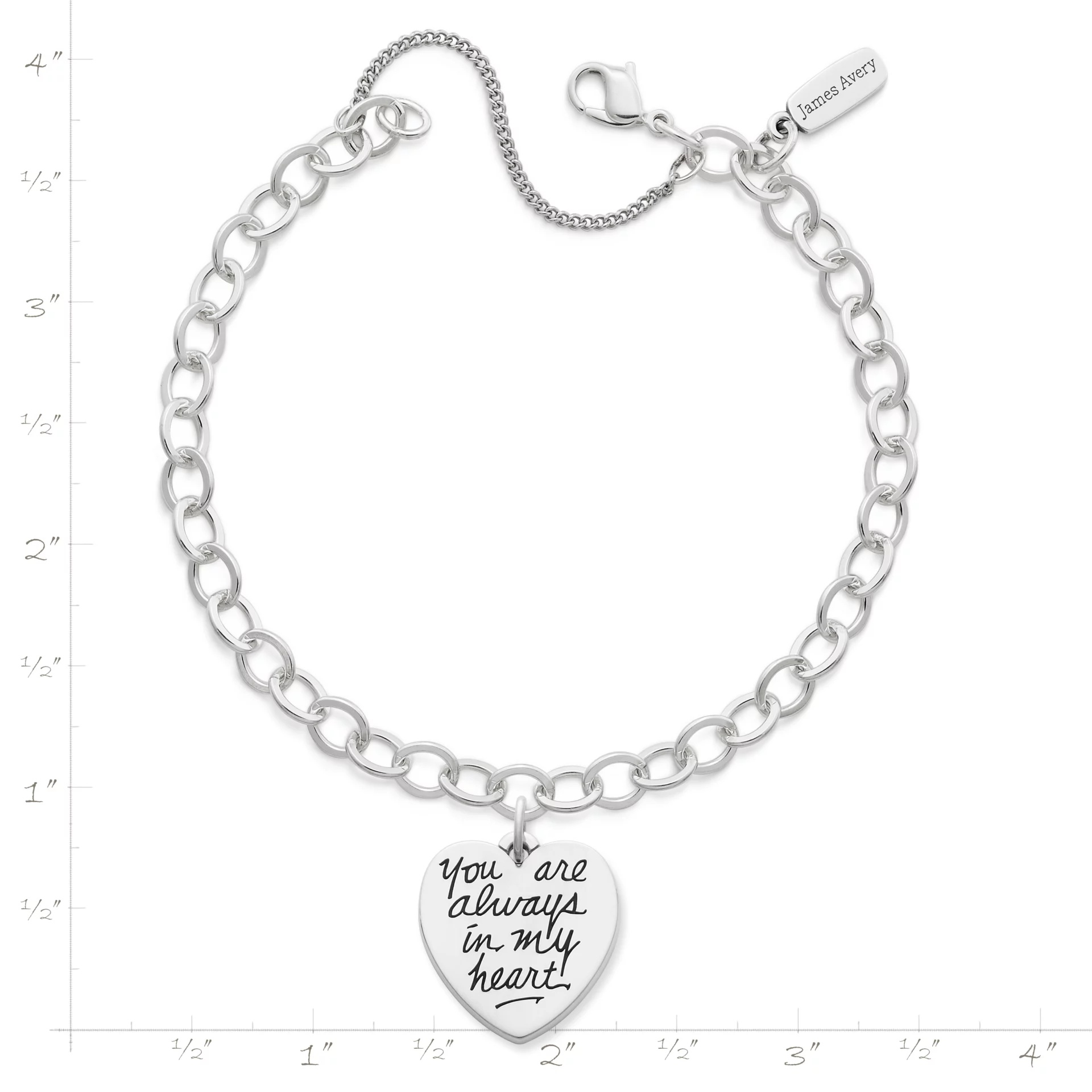 You Are Always in My Heart Charm on Forged Link Charm Bracelet - Image 2