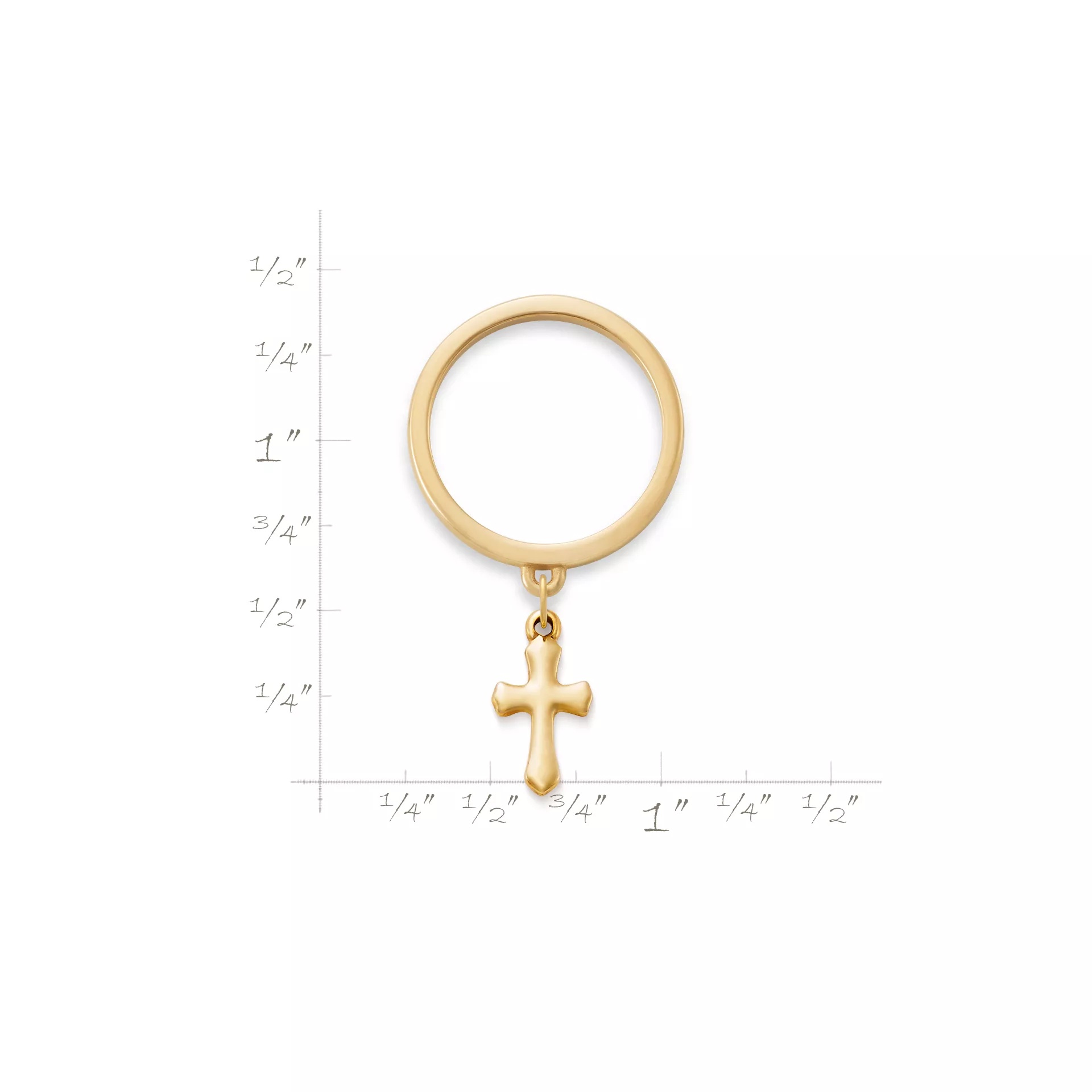 Flared Cross Charm Dangle Ring - Image 2