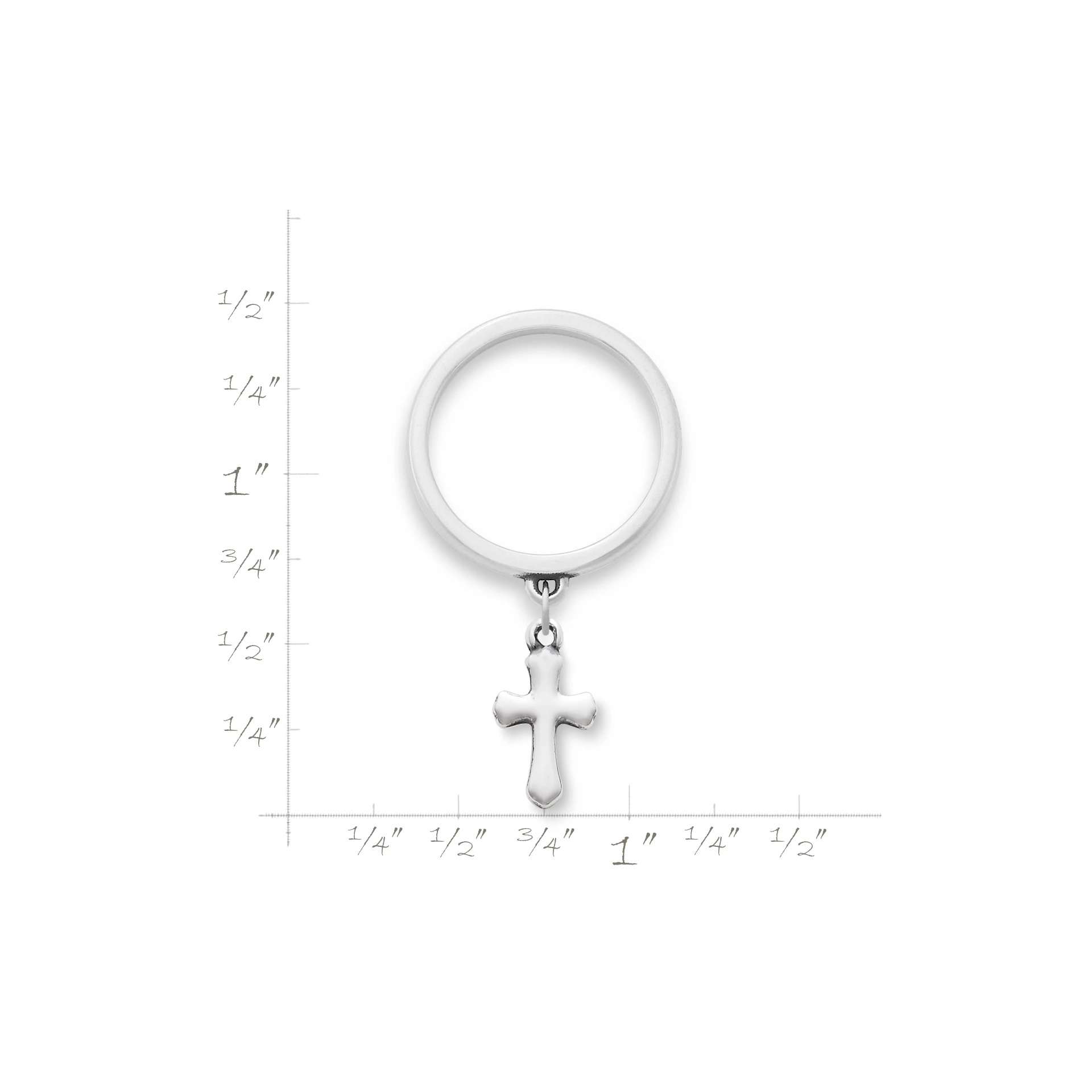 Flared Cross Charm Dangle Ring - Image 2