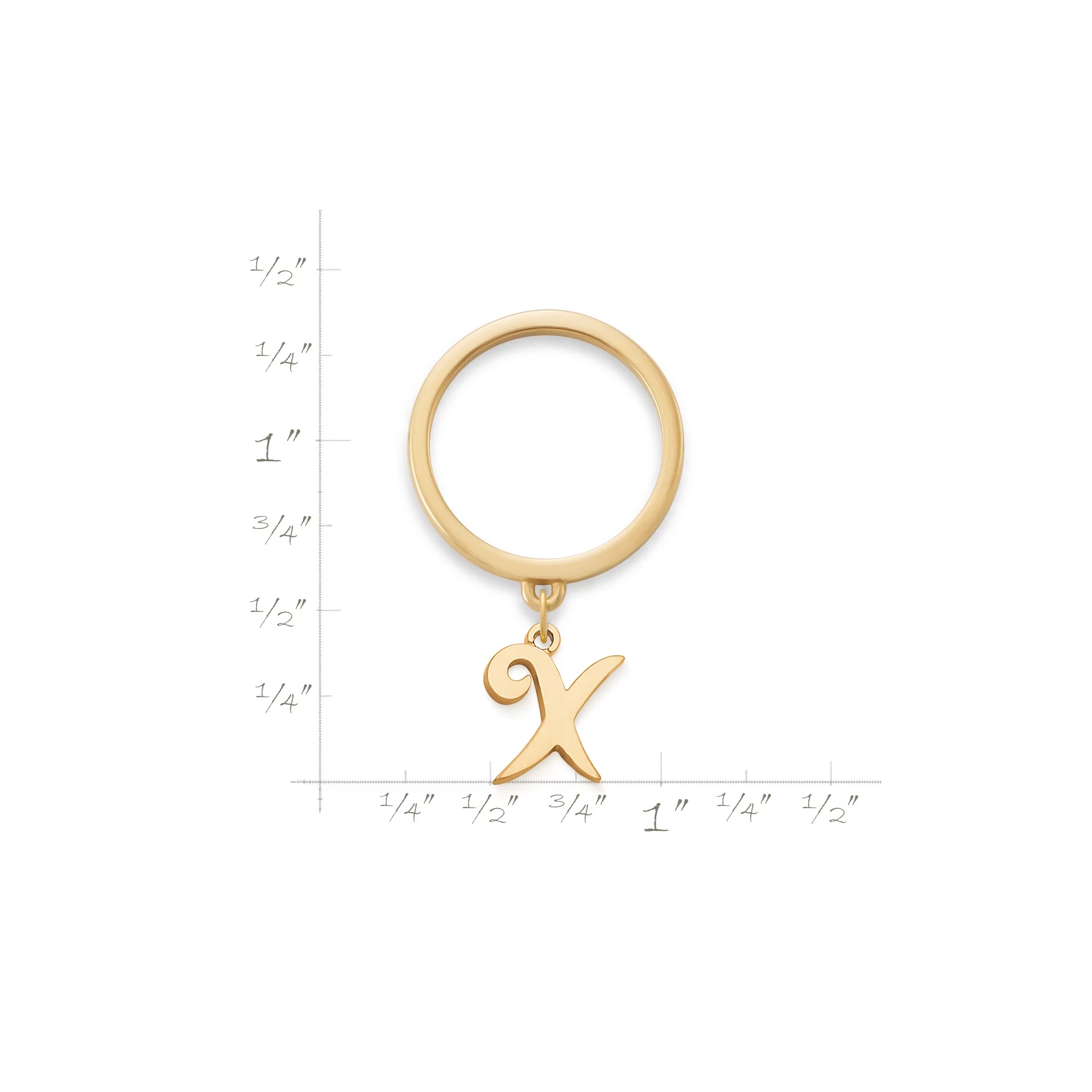 Small Script Initial Charm Dangle Ring - Image 2