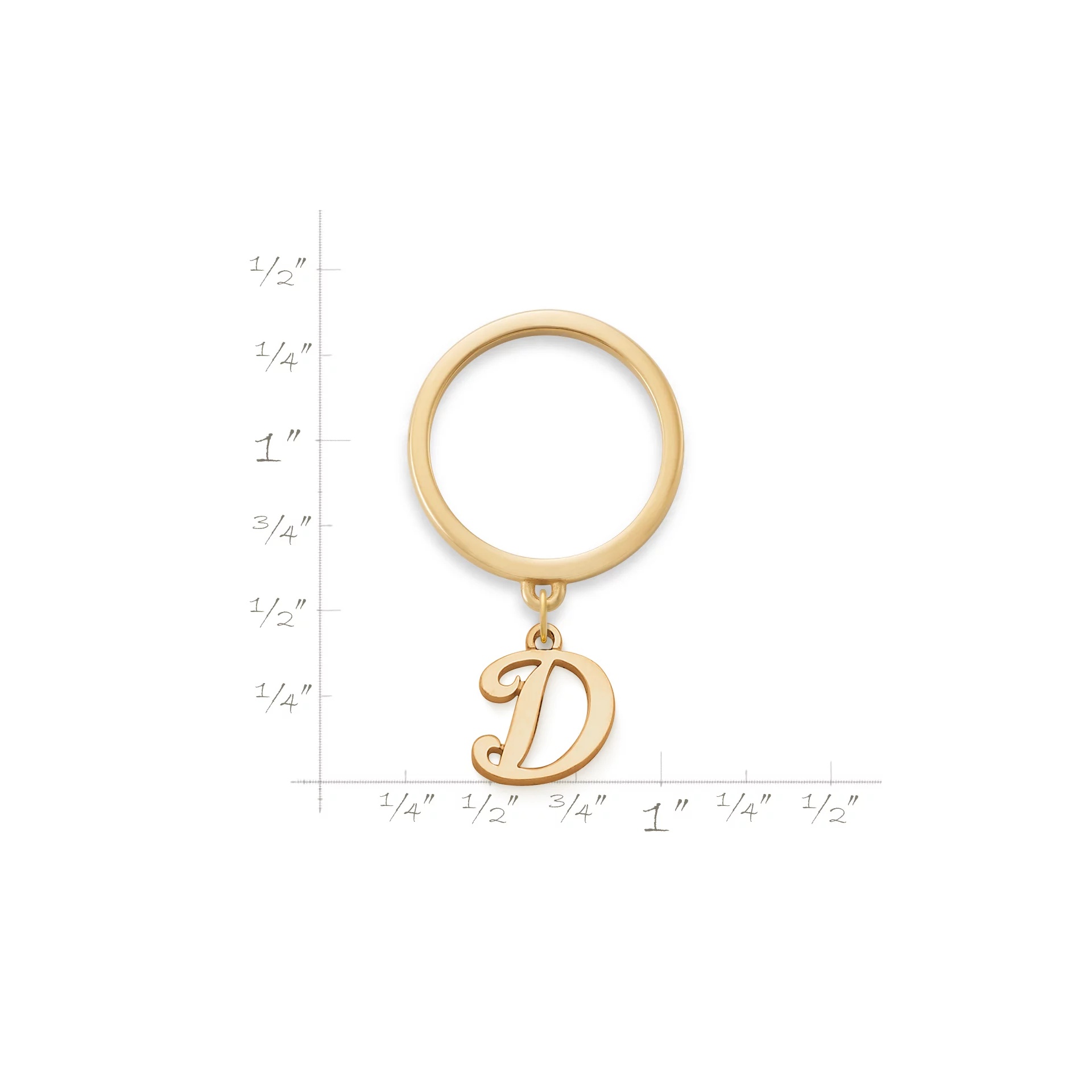 Small Script Initial Charm Dangle Ring - Image 2