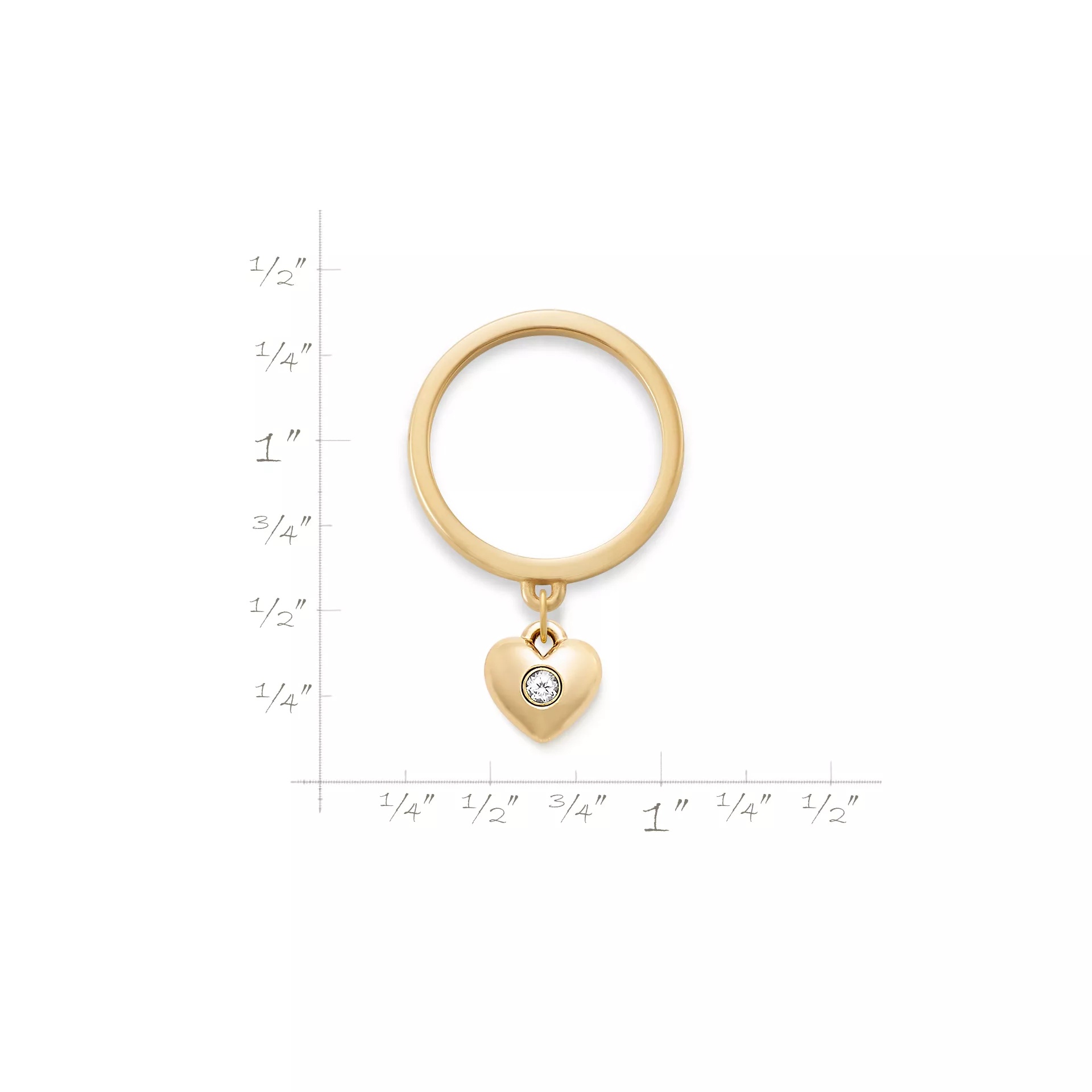 Keepsake Heart Birthstone Charm Dangle Ring - Image 2