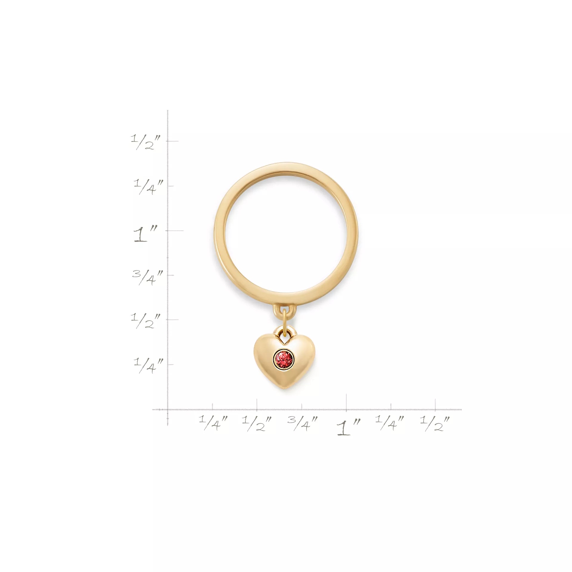 Keepsake Heart Birthstone Charm Dangle Ring - Image 2