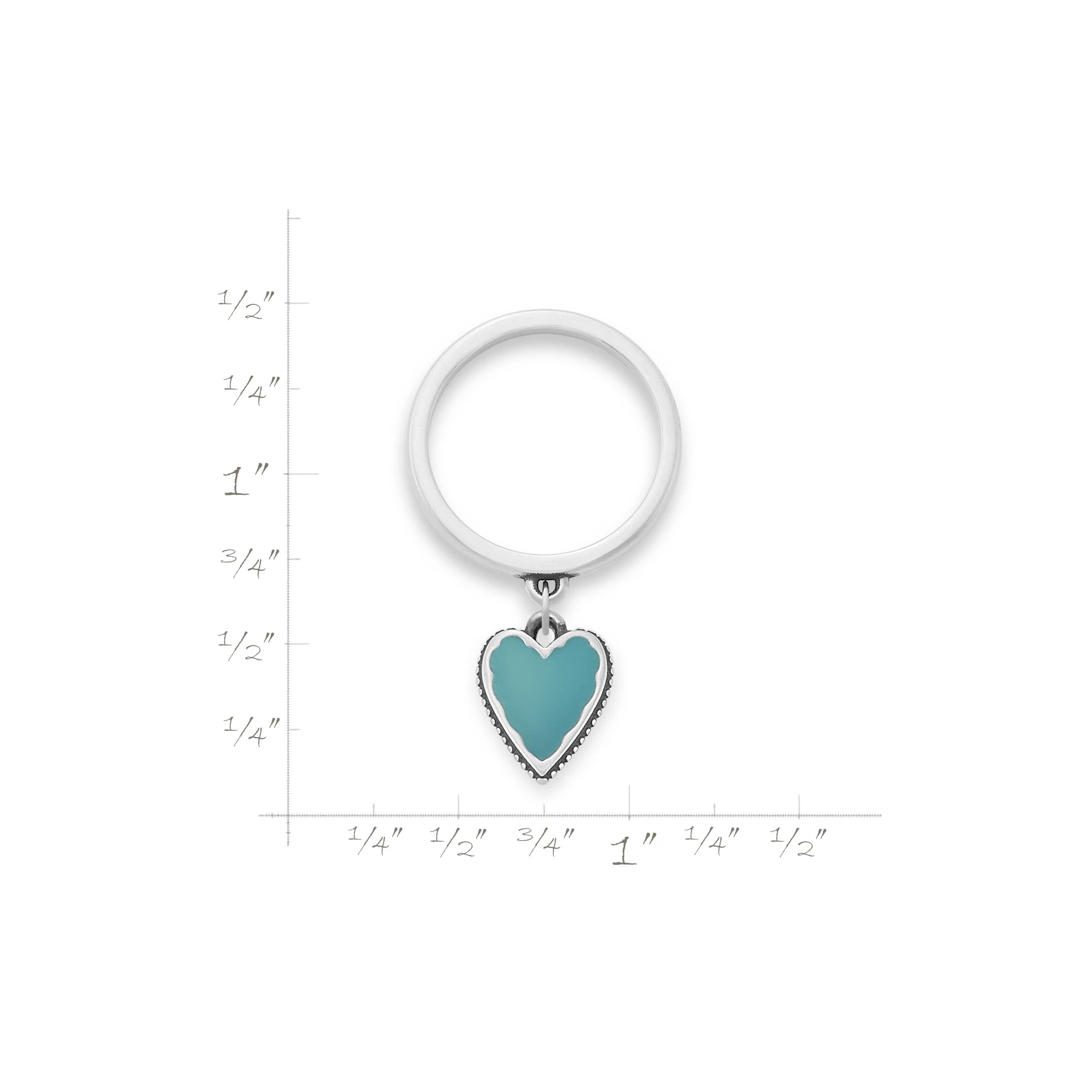 Small Enamel Heart Charm Dangle Ring - Image 3