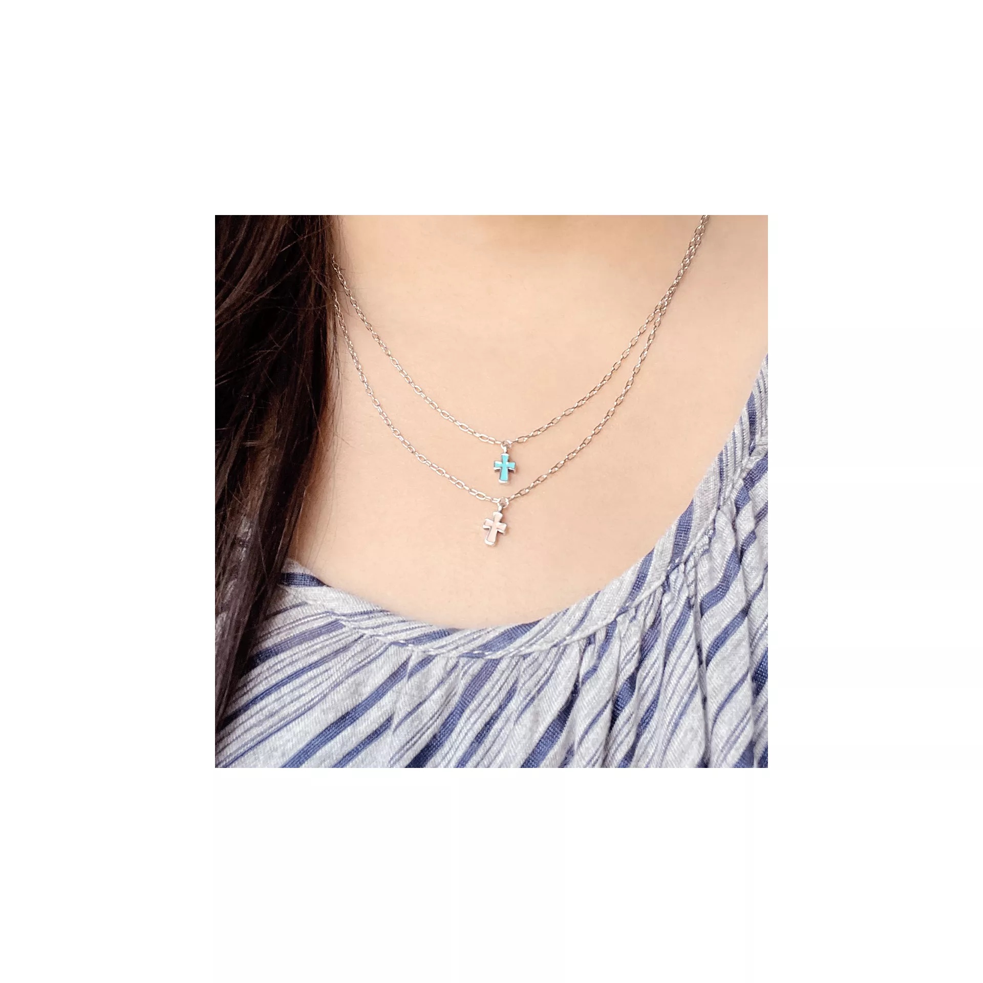 Enamel Petite Cross Necklace - Image 5