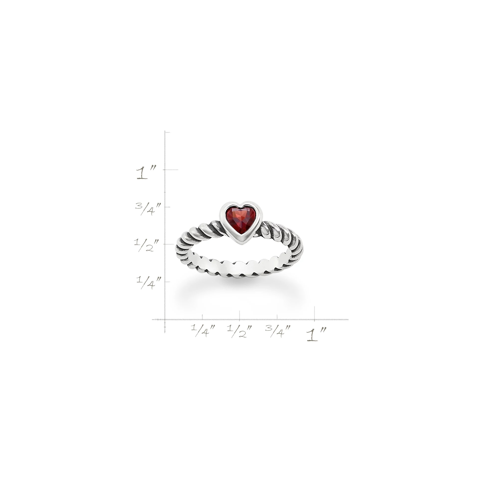 Gemstone Heart Twisted Wire Ring - Image 4