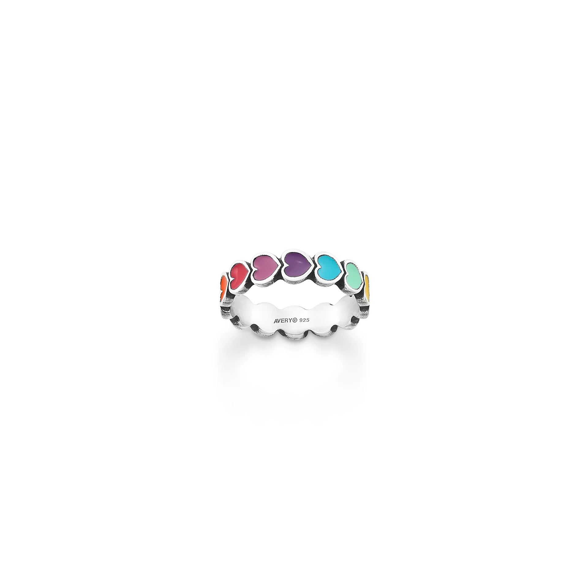 Enamel Connected Hearts Ring