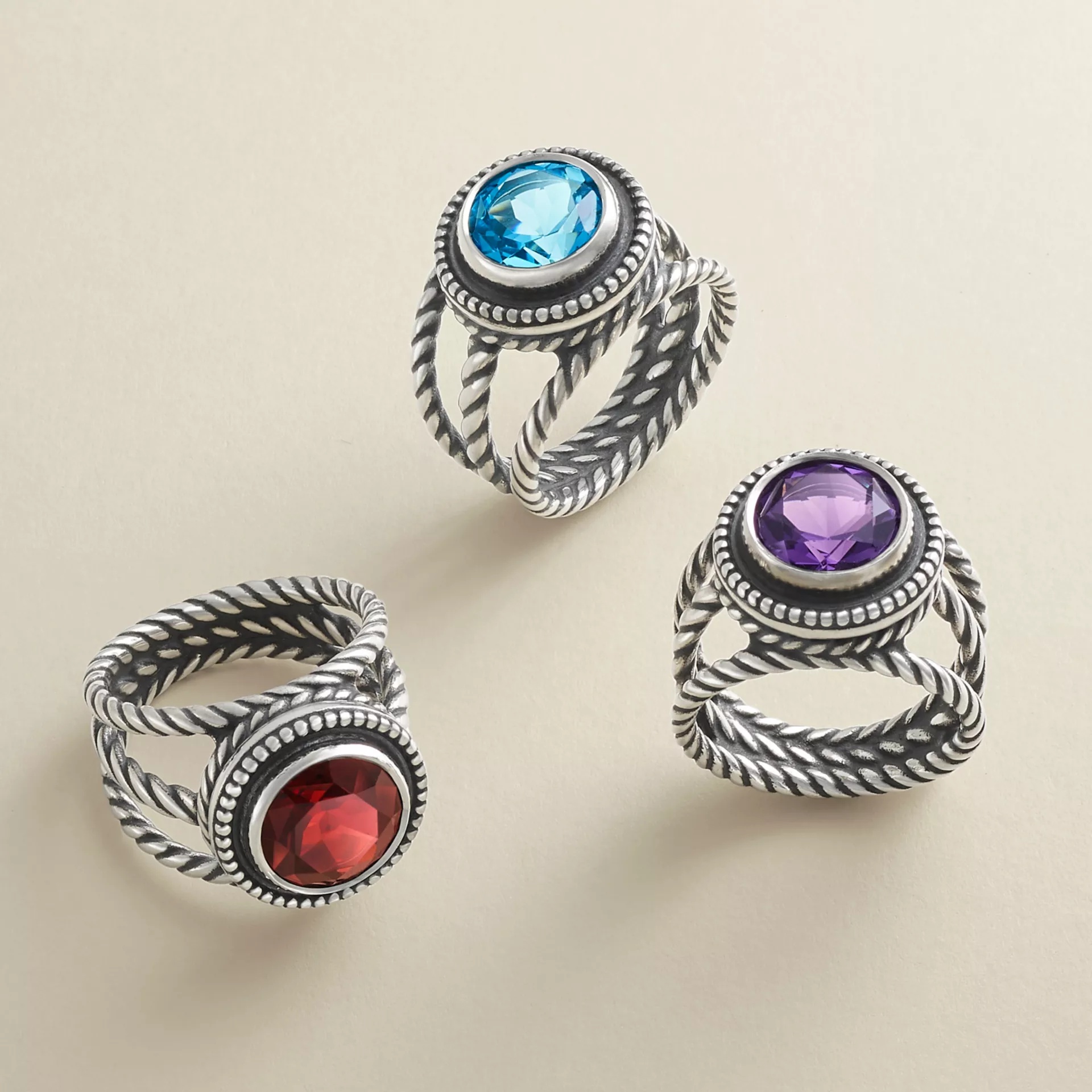 Twisted Wire Gemstone Ring - Image 2