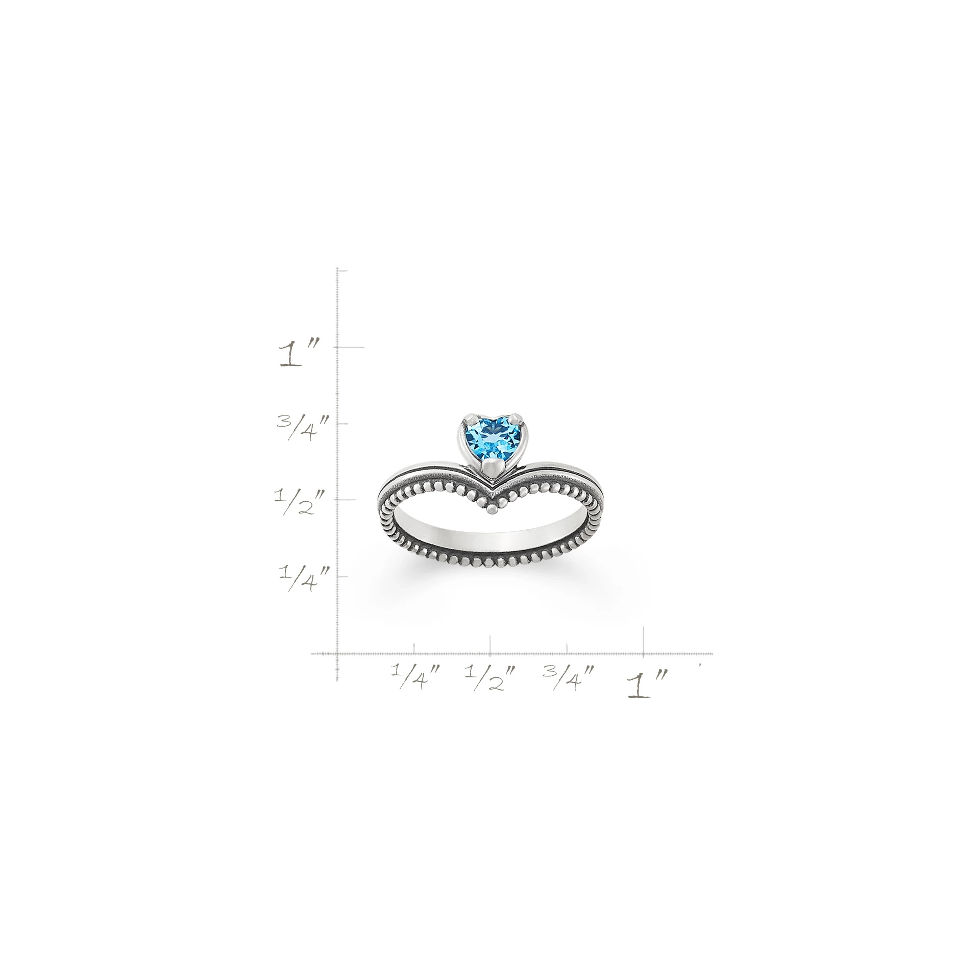 Beaded Chevron Heart Gemstone Ring - Image 5