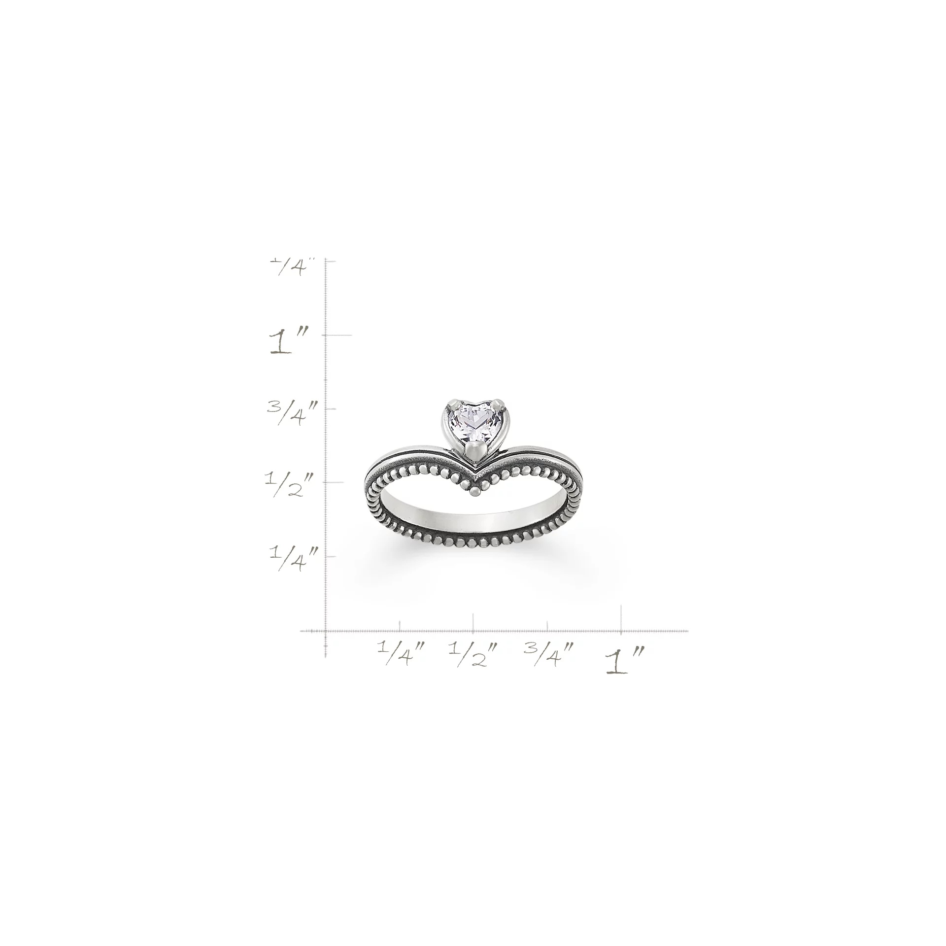 Beaded Chevron Heart Gemstone Ring - Image 5